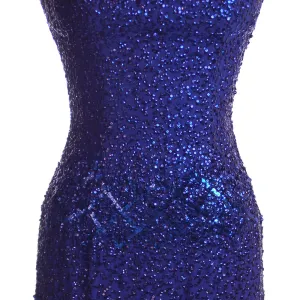 Vintage Cocktail Dress Blue Sequins Va-va-Voom! Frank Starr 1950s 36-26-36