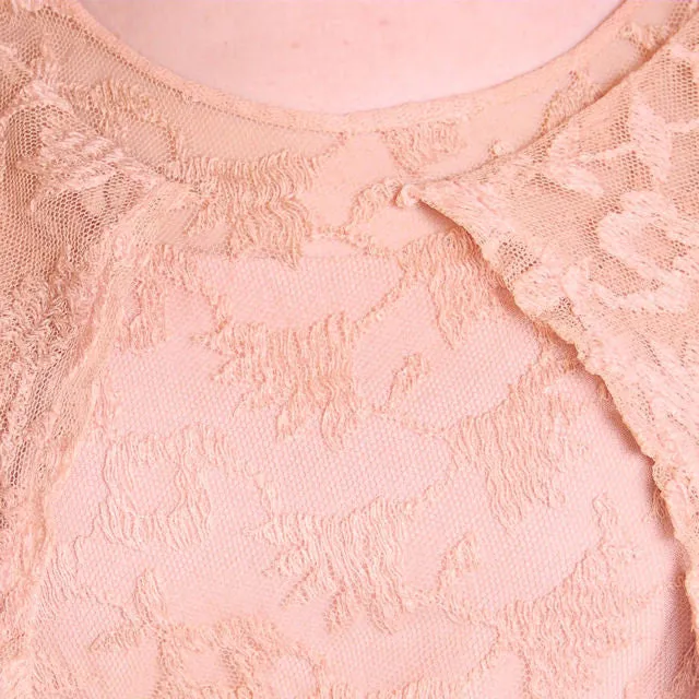 Vintage Dress Pale Peach Lace Garden Party Gown 1930's Small