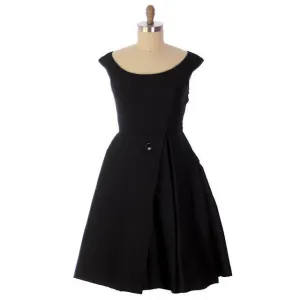 Vintage James Galanos Couture  Cocktail Dress Black Full Skirt Late 1950s 38-31-Free