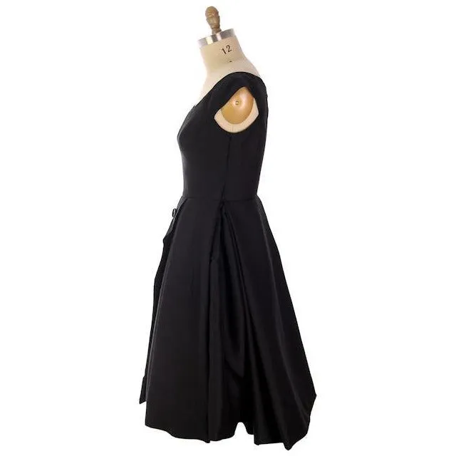 Vintage James Galanos Couture  Cocktail Dress Black Full Skirt Late 1950s 38-31-Free