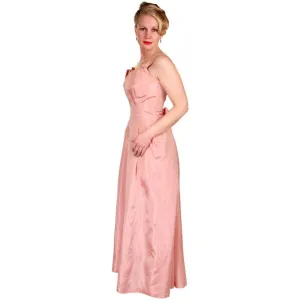 Vintage Pink Taffeta Evening Gown Mollie Stone 1950S 36-28-Free