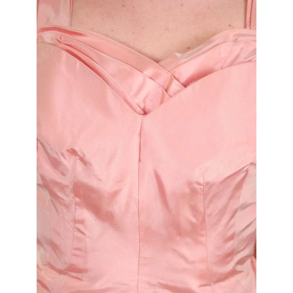 Vintage Pink Taffeta Evening Gown Mollie Stone 1950S 36-28-Free