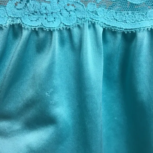 Vintage Shadowline Nylon And Lace Ruffled Hem Gown