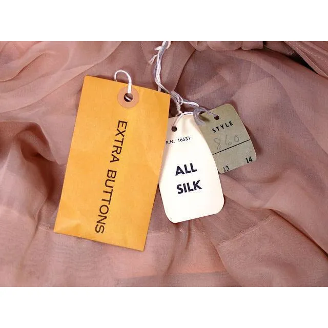 Vintage Silk Chiffon Overlay Dress Strapless Look Beige 1950s NOS 38-26-Free