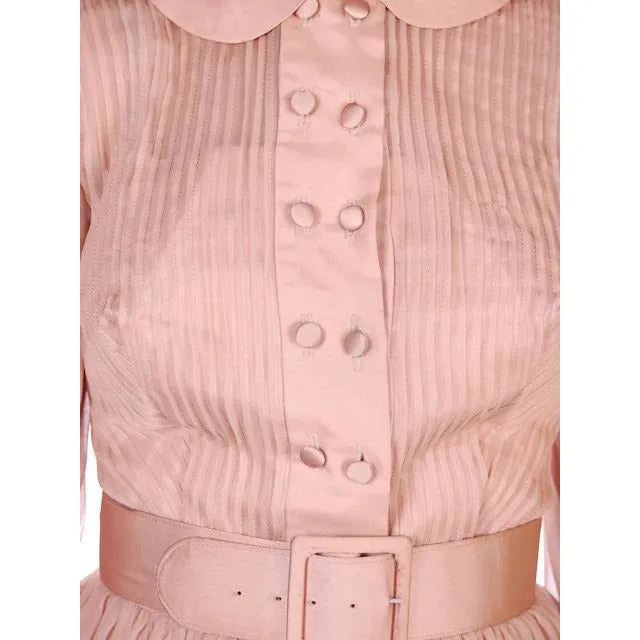 Vintage Silk Chiffon Overlay Dress Strapless Look Beige 1950s NOS 38-26-Free