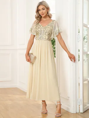 Virginia ankle length dress in light gold s20 Express NZ wide