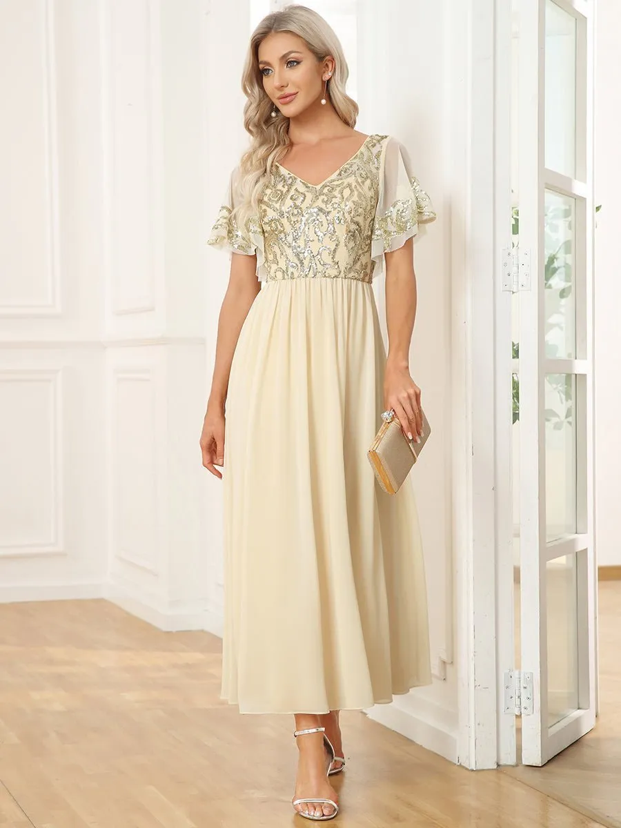Virginia ankle length dress in light gold s20 Express NZ wide