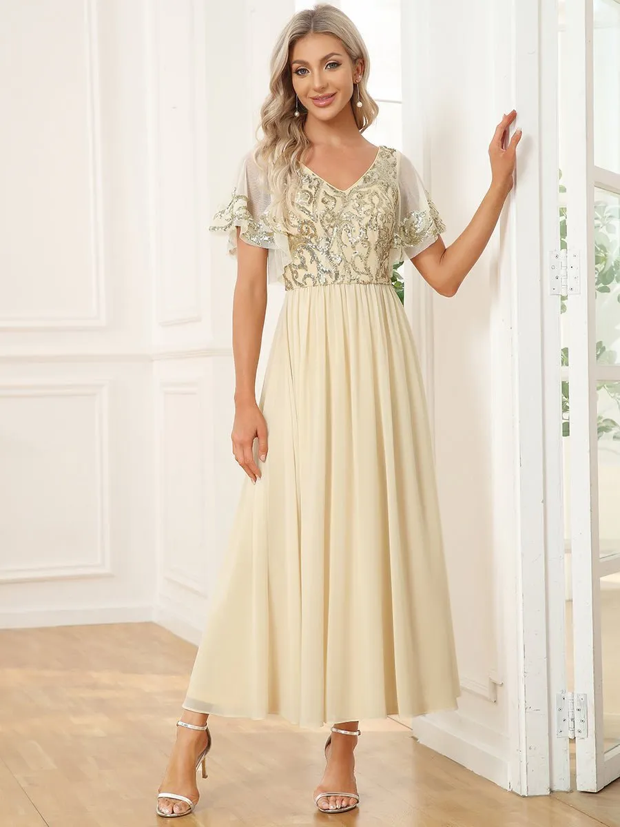 Virginia ankle length dress in light gold s20 Express NZ wide