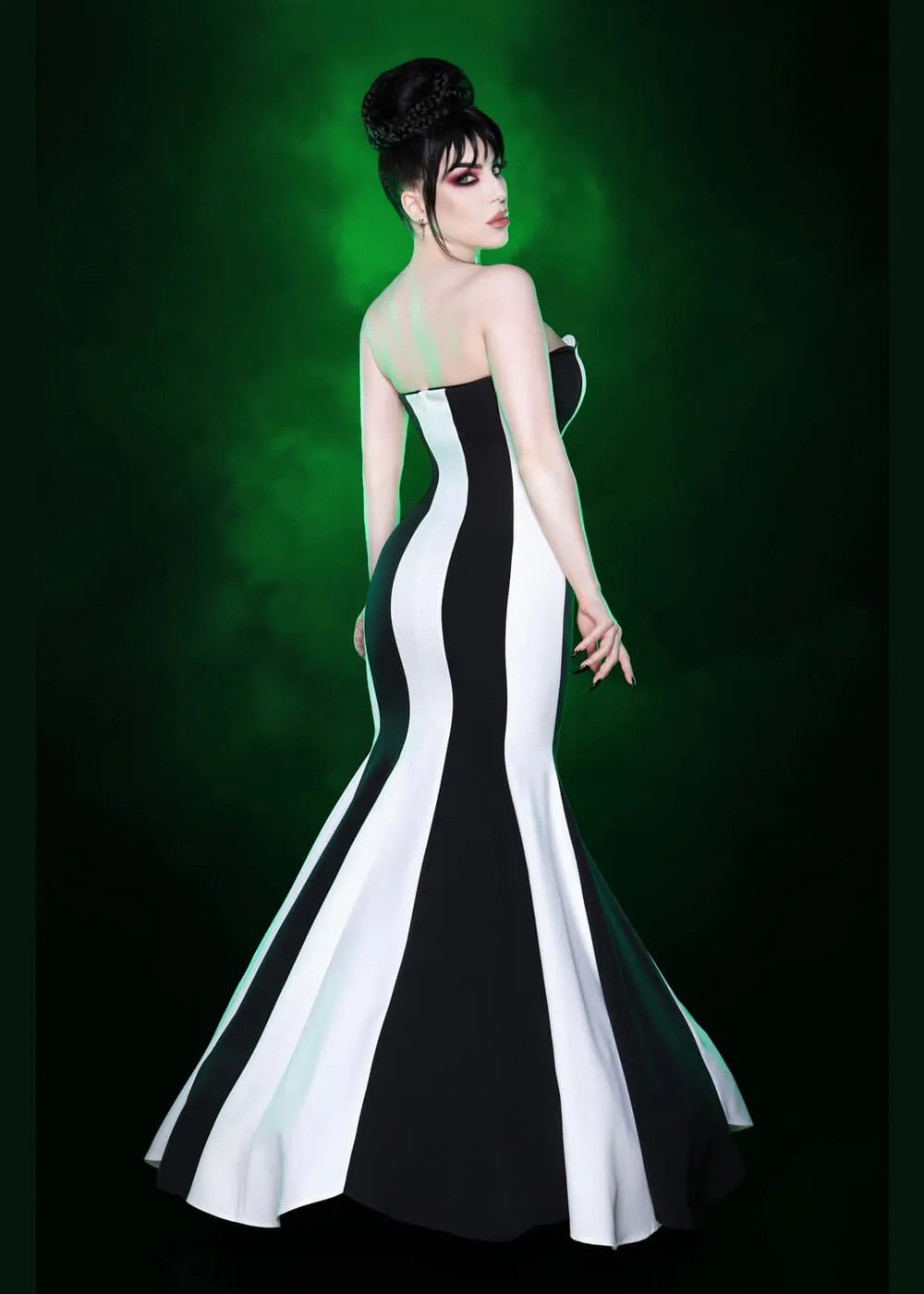 Weasel Wear Sandworm Striped Maxi Dress Black White