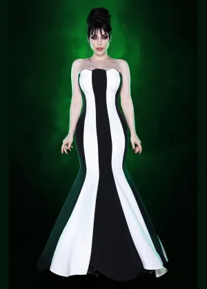 Weasel Wear Sandworm Striped Maxi Dress Black White