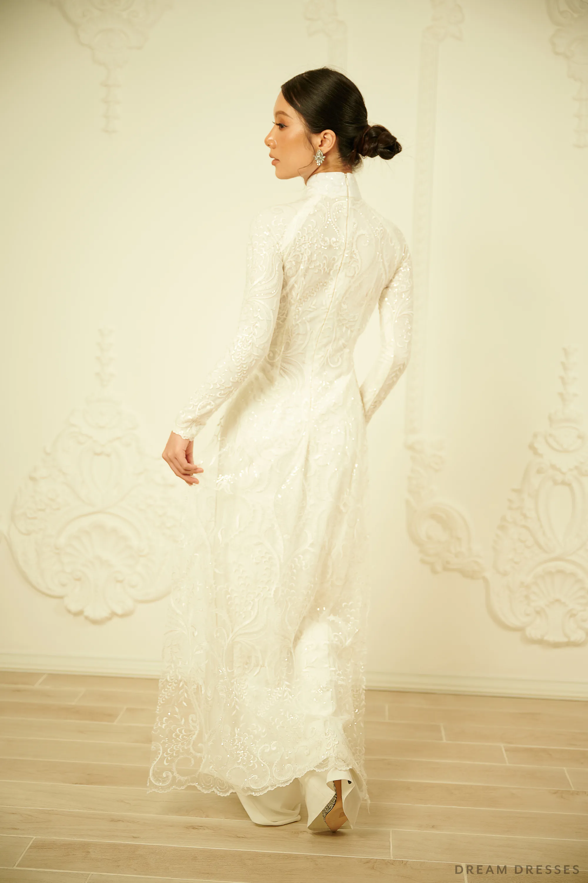 White Bridal Ao Dai | Vietnamese Traditional Bridal Dress (#ARTEMISIA)