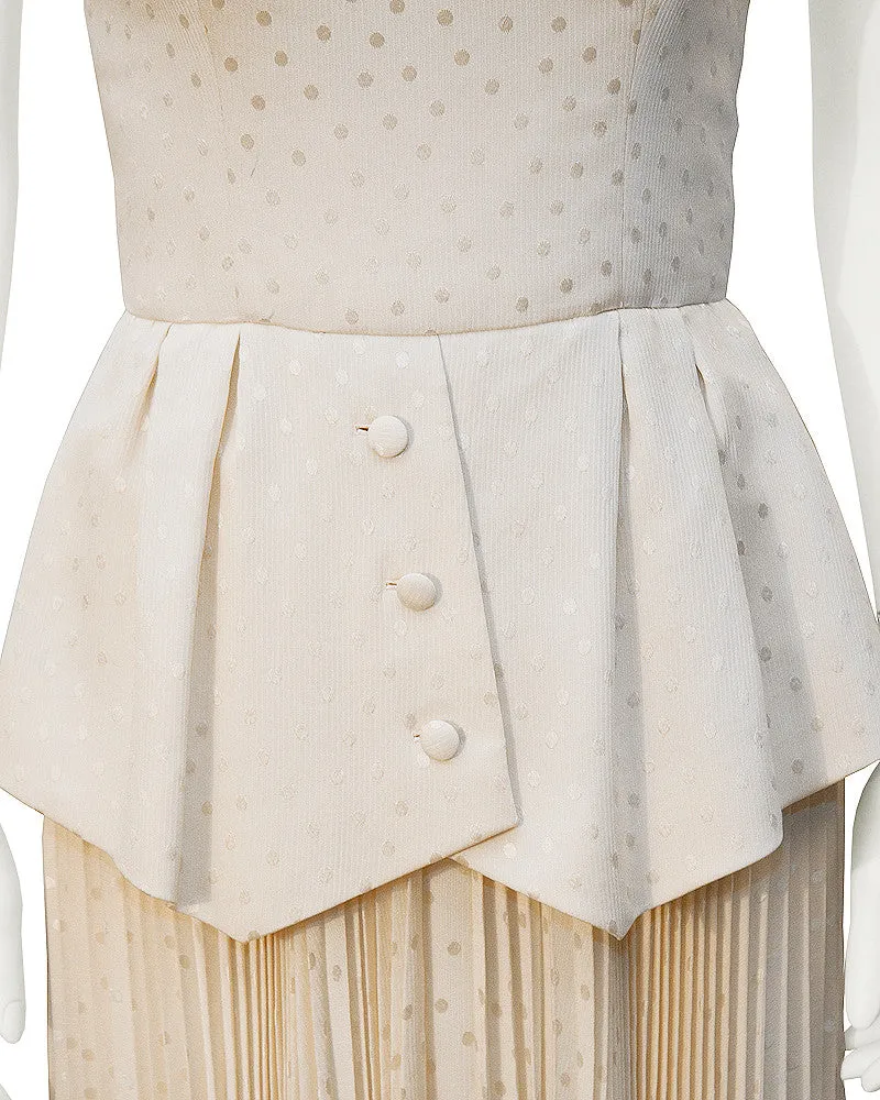 White Silk Peplum Gown