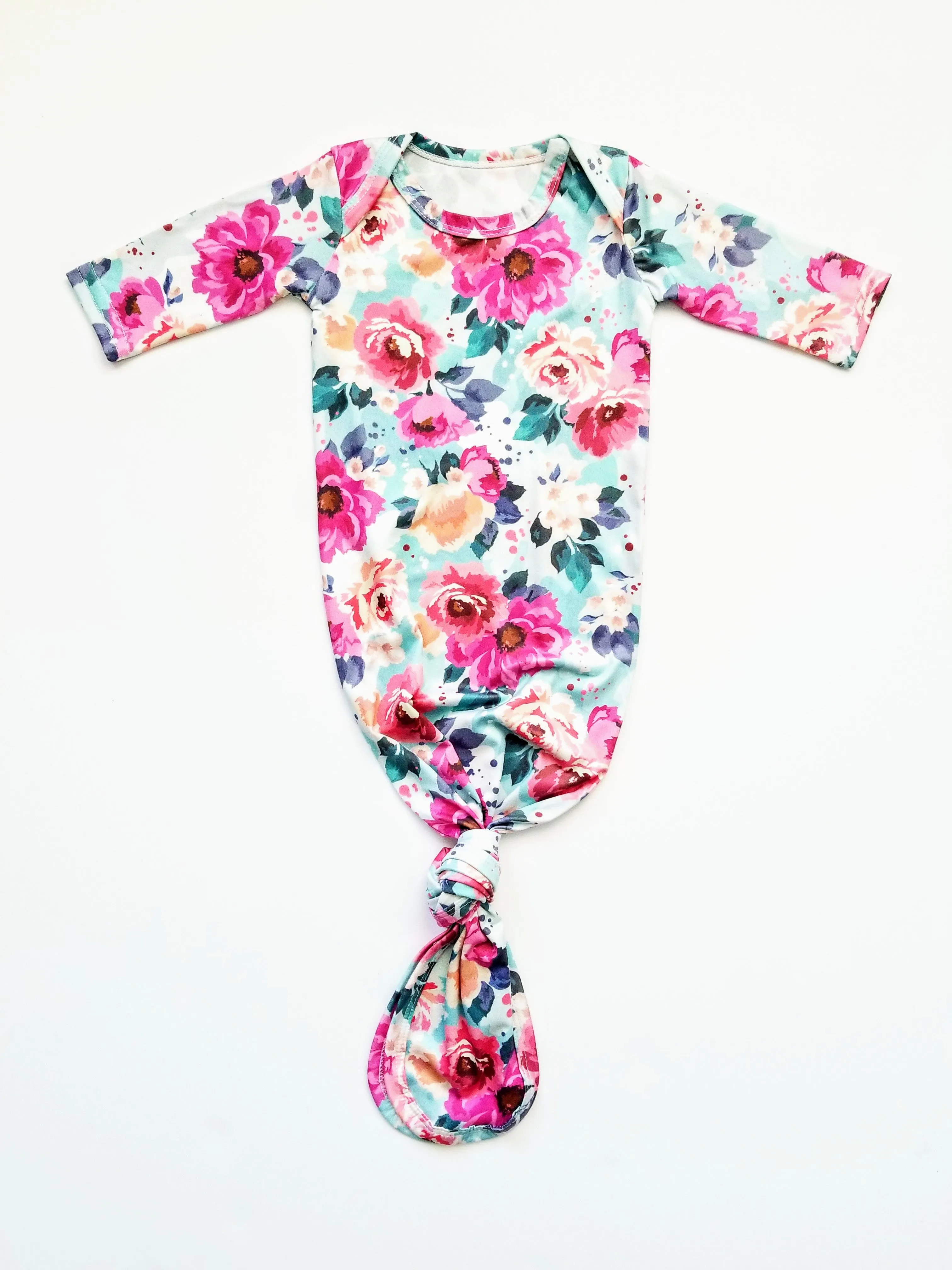 Willa Floral Newborn Knotted Gown | Coming Home Outfit Girl