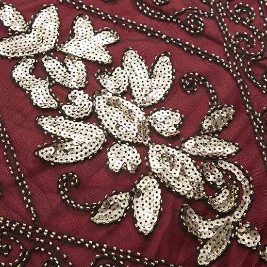 Women's 1920s Dress Sequin Art Deco Flapper Dress with Sleeve