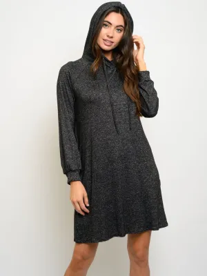 WOMEN'S LONG SLEEVE POCKETS HOODIE DRESS
