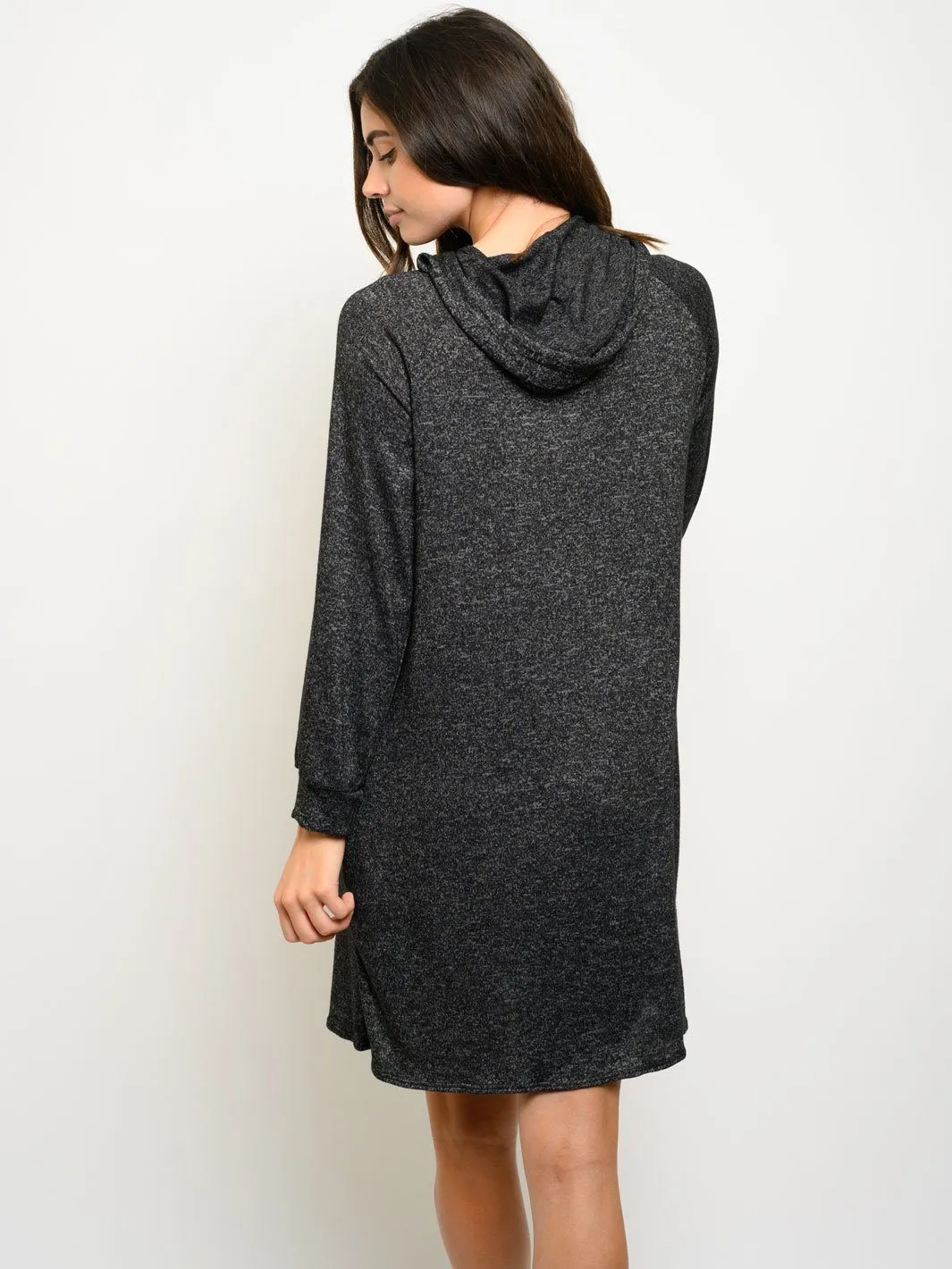 WOMEN'S LONG SLEEVE POCKETS HOODIE DRESS