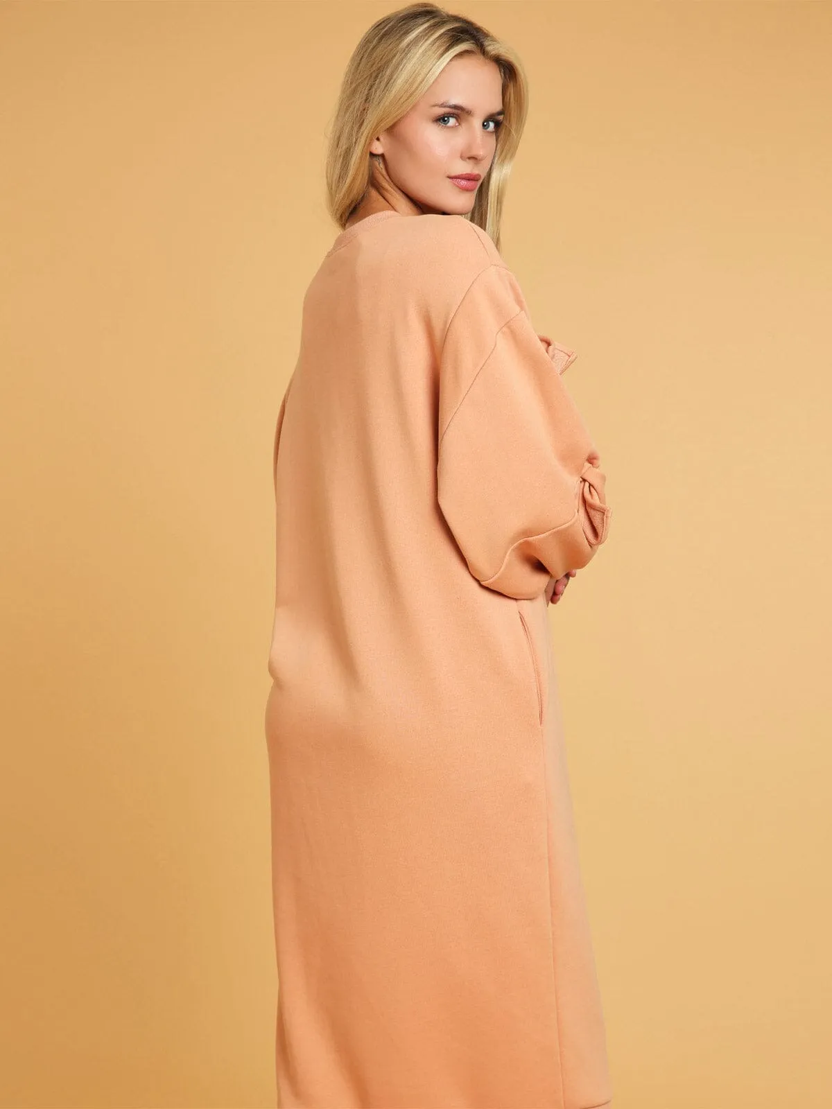 WOMEN'S LONG SLEEVE TUNIC LOOSE FIT MIDI SWEATER DRESS