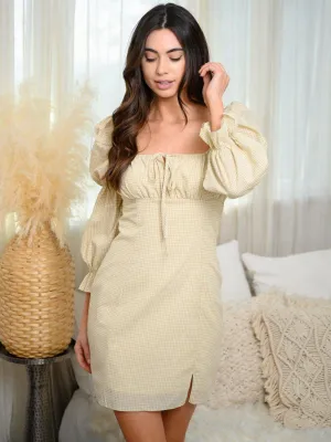 WOMEN'S PUFF LONG SLEEVE  MINI DRESS