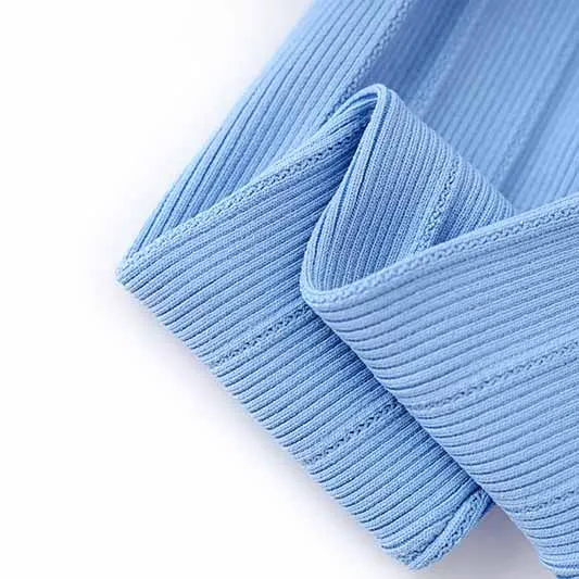 Women's Ribbed-knit V-Neck Long Sleeved Midi Dress