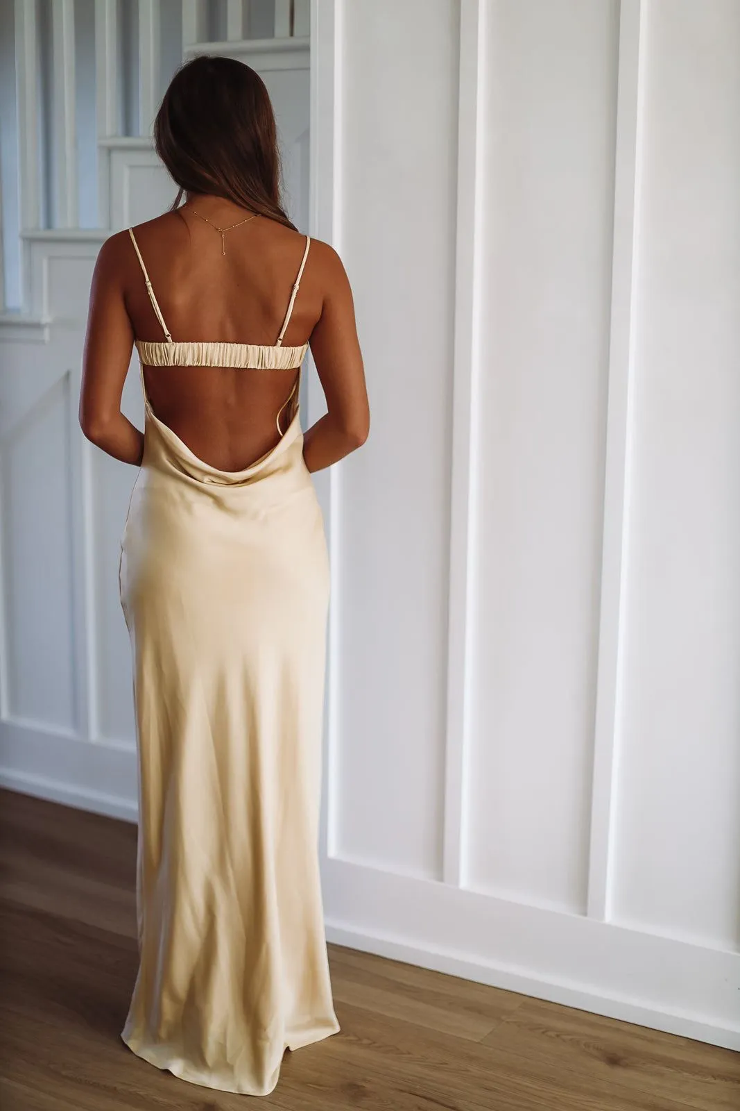 You're Already Falling in Love Satin Maxi Dress - Yellow
