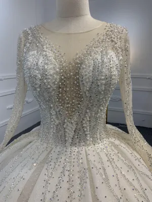 Z039-BYG OWN DESIGN WITH SPEICAL NECKLINE AND LUXURIOUS BEADING LACE BALL GOWN